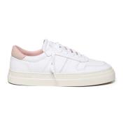 Hvit Rosa Skinn Sneakers Italia Laget