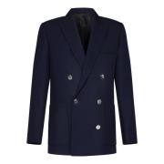 Navy Blue Double-Breasted Blazer