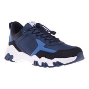 Trainers in black and blue eco-leather