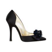 Svarte Blomst Pumps Elegant Stil