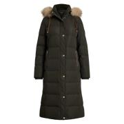 Oliven Lauren By Ralph Lauren Oliven Hooded Down Coat Fake Fur Yttertø...