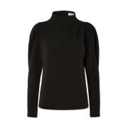 Sort Langermet Turtleneck Topp