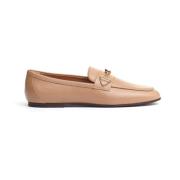 Beige Loafer Sko med T-Ring Spenne