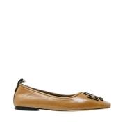 Brun Skinn Ballerina Elegant Stil