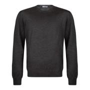 Mørk Grå Crew Neck Ull Silke Genser