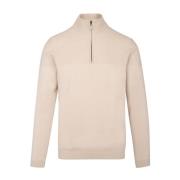 Sand Zip Sweater med Bomull og Ull