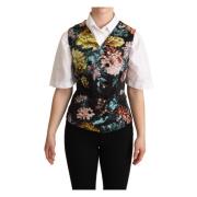 Sort Blomster Jacquard Vest