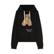 Bear Appliqué Hettegenser Svart/Hvit/Beige Bomull