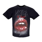 Rock Mouth Print Svart T-skjorte