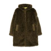 Grønn Faux Shearling Panelled Kåpe