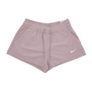 Ribbet Jersey Shorts i Taupe/Hvit