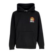 Svart Fleece Hoodie med Broderi