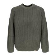 Røykgrønn Ribbestrikket Crew-Neck Sweater