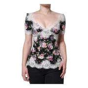 Sort Blomsterblonde Bluse Topp