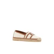 Stoff Espadrille - Hvit/Brun