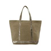 Khaki Shopper Bag med Lærforing