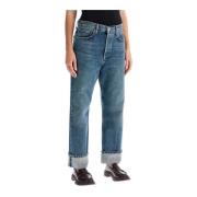 Mørk Vintage Lavt-Sittende Straight Jeans