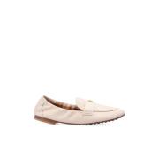 Kremfarget Semskede Loafers Gull Logo