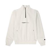 Hvit Panel Sweatshirt med Glidelås