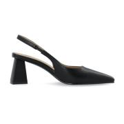 Sort Slingback Smooth Faux Leather Pumps