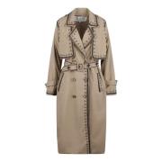 Brodert trenchcoat med frontknapper