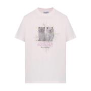 Grafisk Print Rosa Jersey T-skjorte