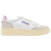 Lave Dame Skinn Sneakers Hvit/Rosa