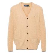 Luksus V-hals Cardigan i Sand