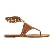 Studded Flate Sandaler Kvinner Skinn Italia