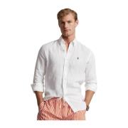 Hvit Polo Ralph Lauren Custom Fit Long Sleeve Sport Shirt Skjorte