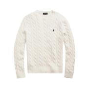 White Polo Ralph Lauren Cable-Knit Cotton Jumper Andover Cream Genser ...