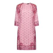 Rosa Blomster Paisley Jacquard Kjole