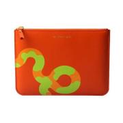 Grafisk Print Skinn Clutch Veske