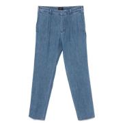 Blå Bomull Denim Tapered Leg Jeans