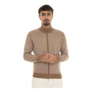 Merino Wool Zip Cardigan med Kontrastdetaljer