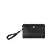 Svart Skinn Logo Plaque Clutch Veske