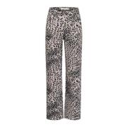 Jeans med bredt ben og leopardprint