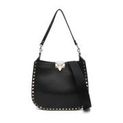 Svart Rockstud Hobo-veske