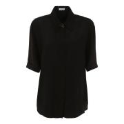 Sort Silkeskjorte Elegant Casual Stil