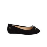 Londyn Bow-Trim Suede Ballet Flats