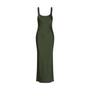 Satin Maxi Kjole med Sidesplitt