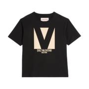 Svart T-skjorte med Chez Valentino Print