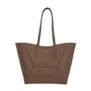 Brun skinn tote bag med monile detaljer