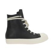 Svarte High-Top Skinn Sneakers