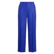 Blå Lauren By Ralph Lauren Blå Linen-Blend Twill Cropped Pant Bukser