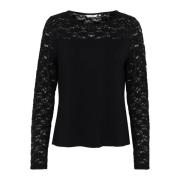 Feminin Blonderbluse Top i Pitch Black