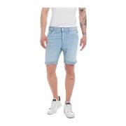 Blå Bomull Bermuda Shorts med Elastan