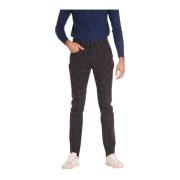 Slim Fit Brun Rutete Bukser