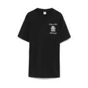 Svart Logo Print Crew Neck T-skjorte