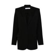 Svart Ull Stretch Blazer